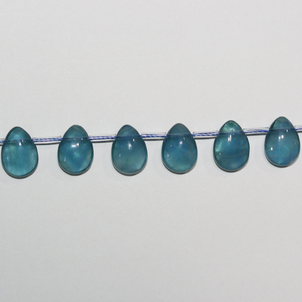 Cuentas de fluorita azul lisas de 8" de 14 x 10 mm - Hilo de 20 cm.