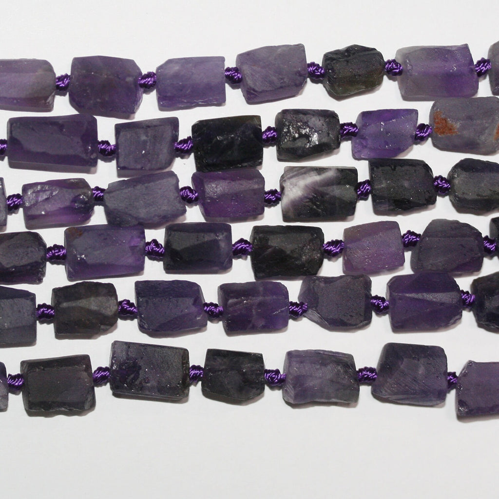 Cuentas de amatista Santa de 16", barril liso sin pulir, 12 x 8 mm, aprox., hilo de 40 cm.