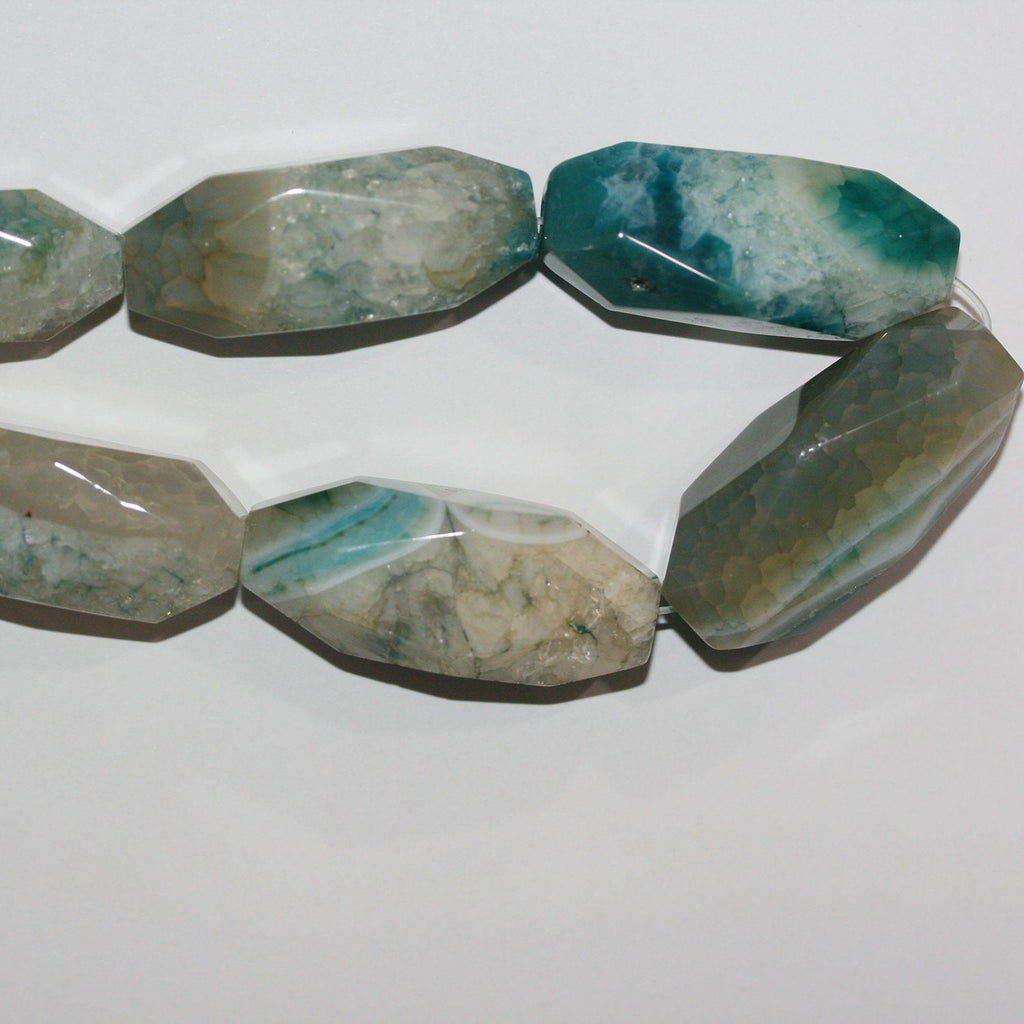 16" St  Green Agate Faceted Barrel Beads 40x15mm.-Strand 40cm - Hard Gems