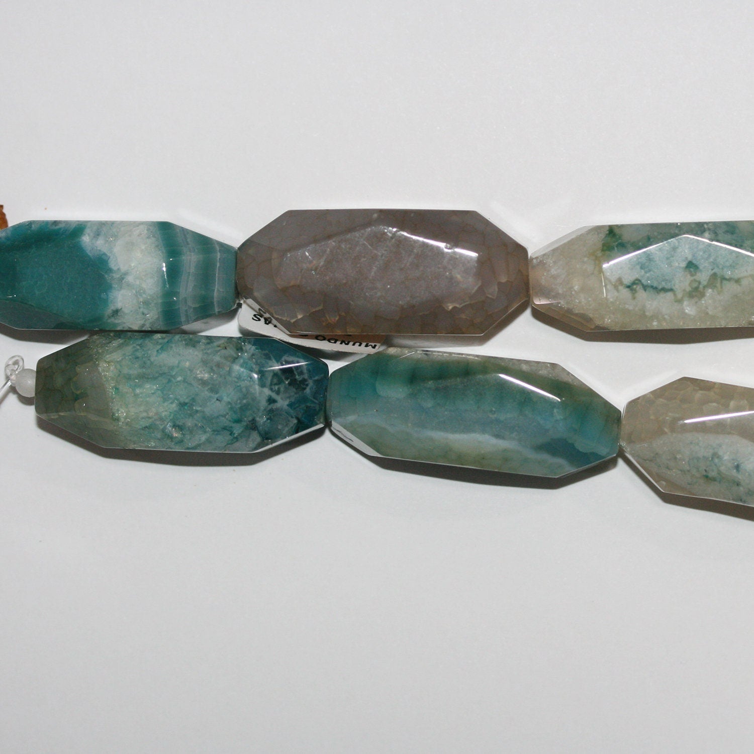 16" St  Green Agate Faceted Barrel Beads 40x15mm.-Strand 40cm - Hard Gems