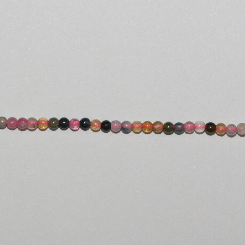 15" St Tourmaline Smooth Round Beads 2mm.-Strand 39cm. - Hard Gems