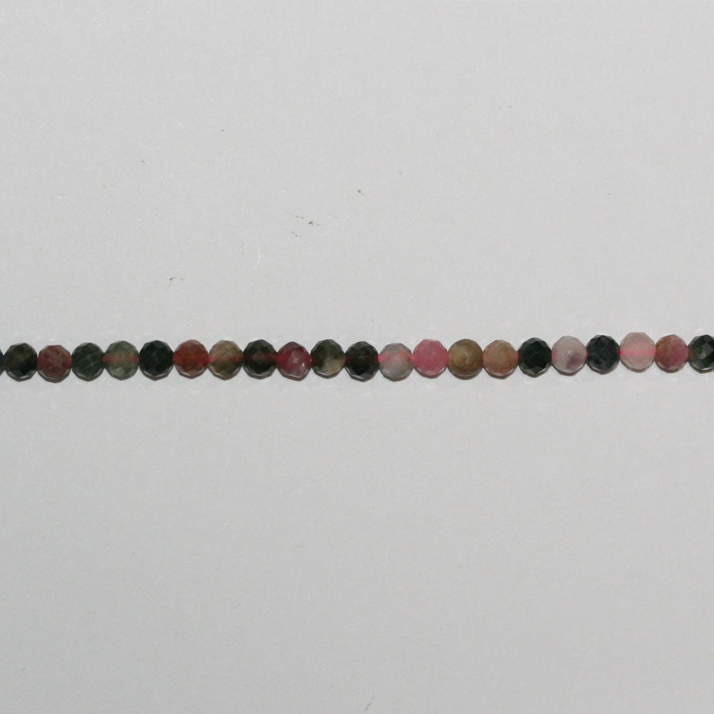 15" St Tourmaline Perles Rondes Facettées 3,5-4 mm.-Rig 39 cm.