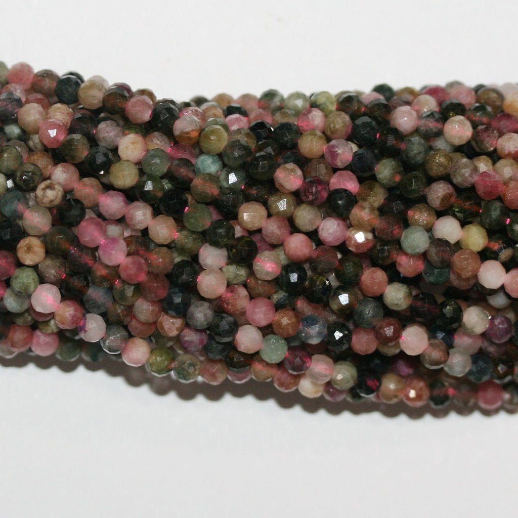 15" St Tourmaline Perles Rondes Facettées 3,5-4 mm.-Rig 39 cm.