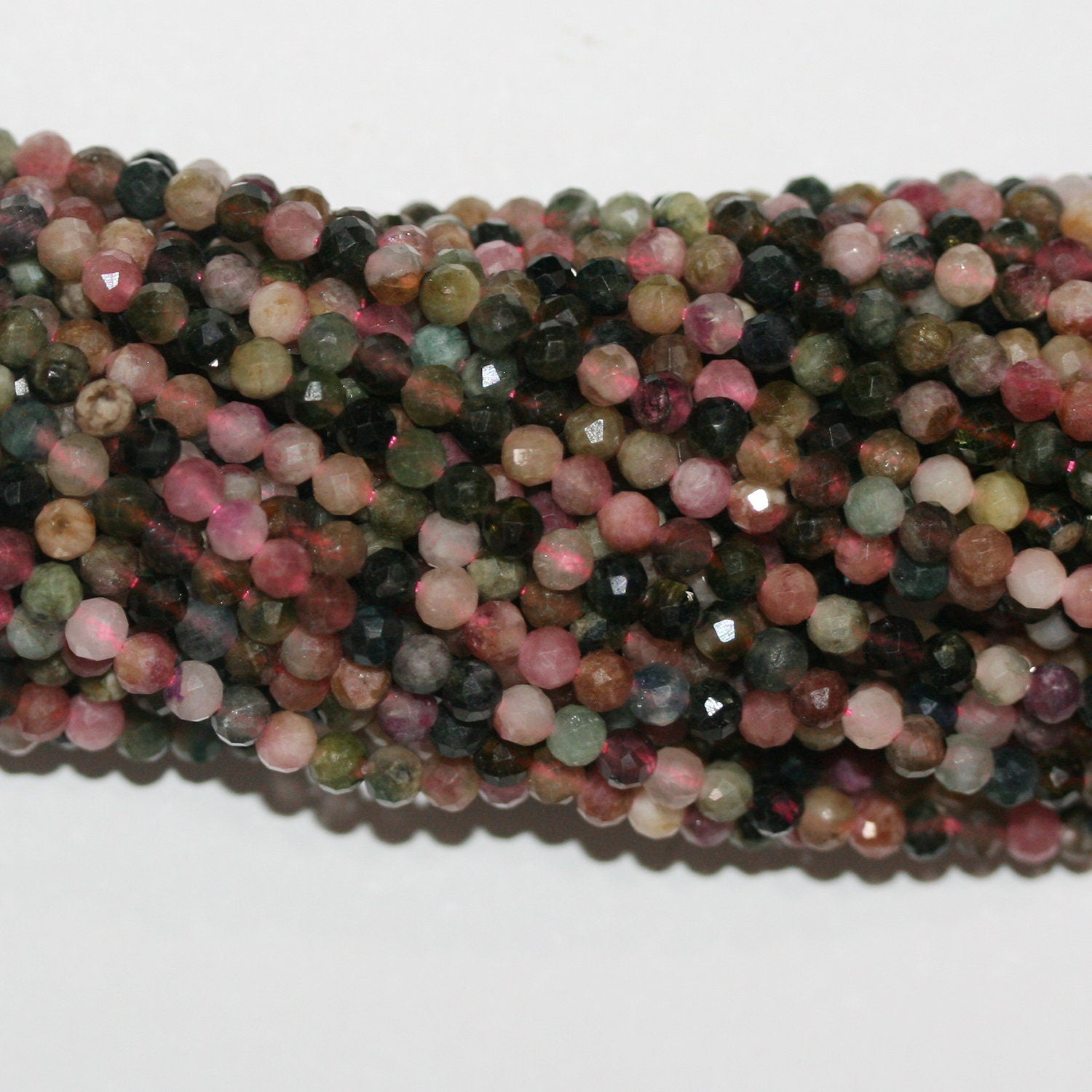 15" St Tourmaline Perles Rondes Facettées 3,5-4 mm.-Rig 39 cm.