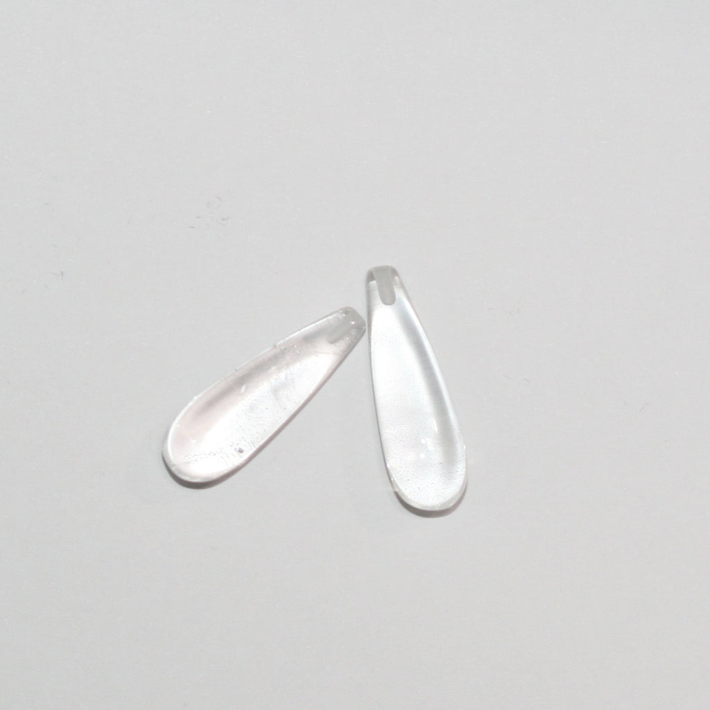 Cristal de roca de cuarzo, gota lisa, perforada a medias, 23 x 7 mm (1 par)