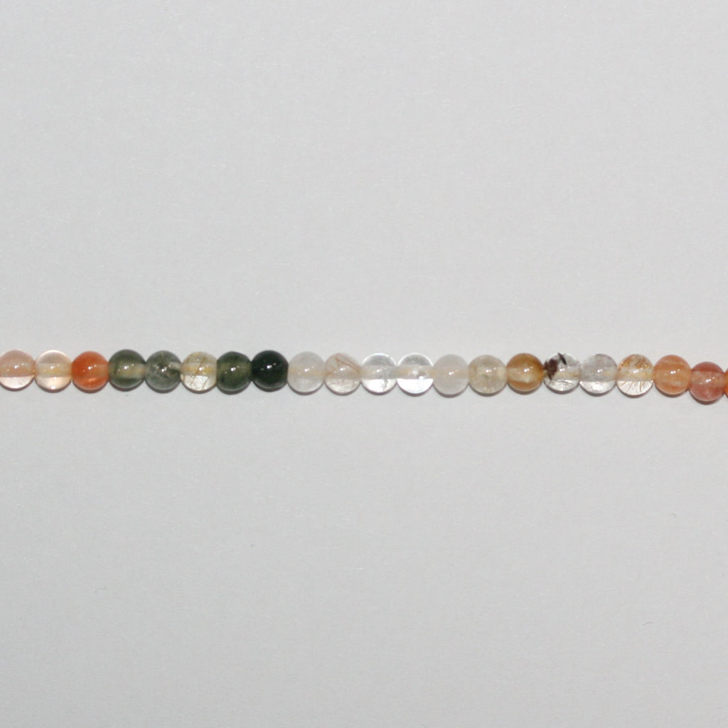 Perles rondes lisses en quartz rutile St 15" 4 mm.-Rig 39 cm.