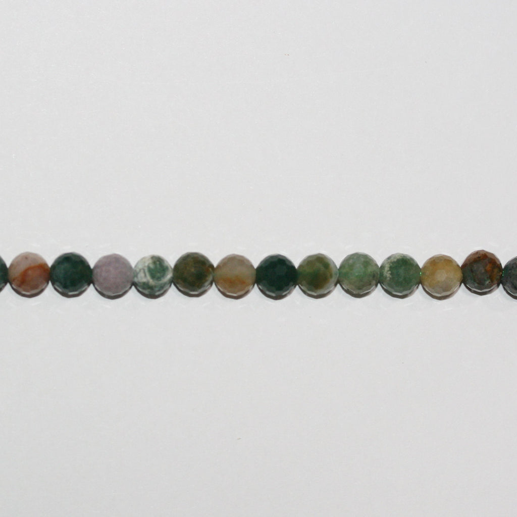 15" Perles rondes à facettes en agate indienne St 6 mm.-Rig 39 cm.