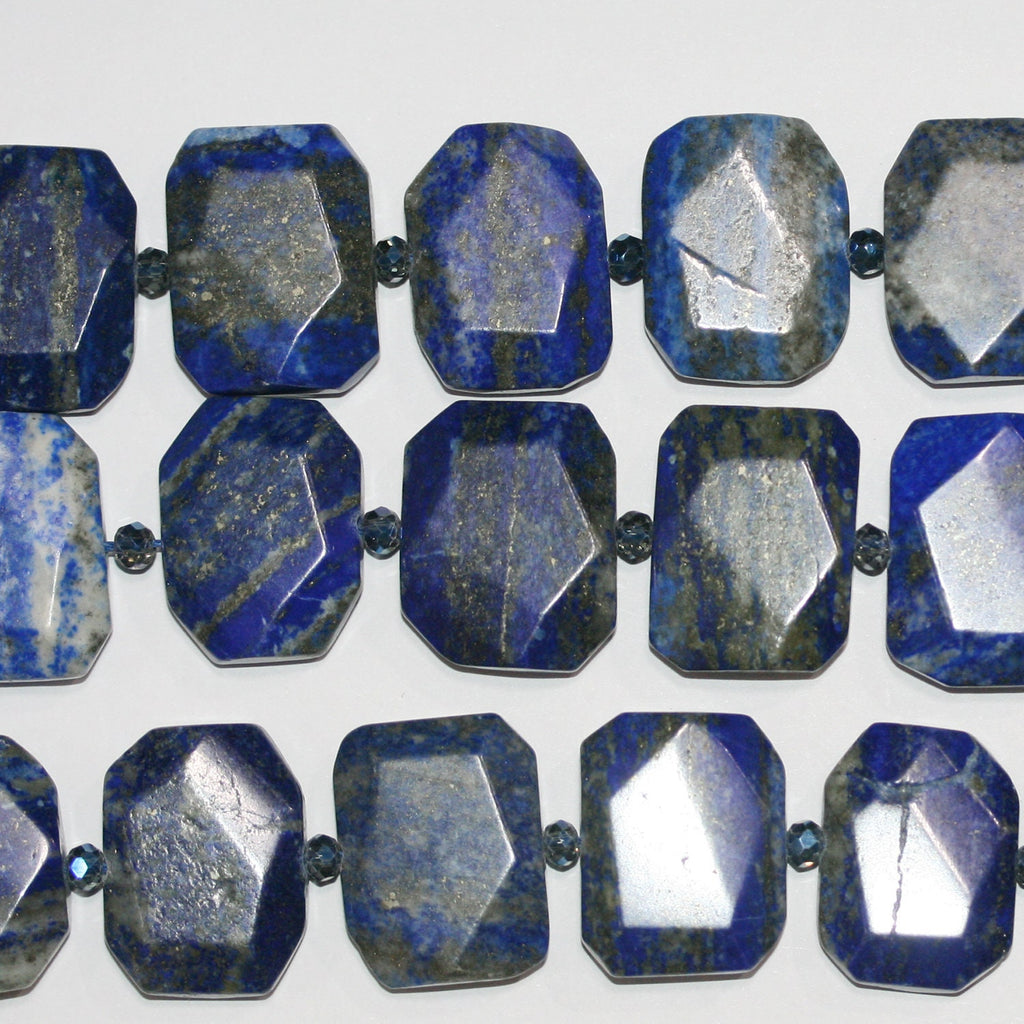 15" St Lapis Lazuli Faceted Octagonal Beads 18x24mm.-Strand 39cm