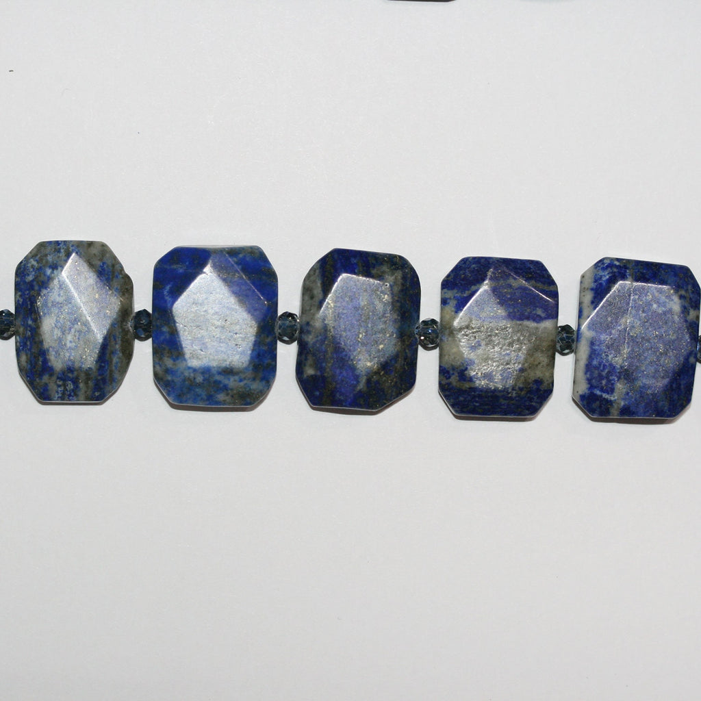 15" St Lapis Lazuli Faceted Octagonal Beads 18x24mm.-Strand 39cm
