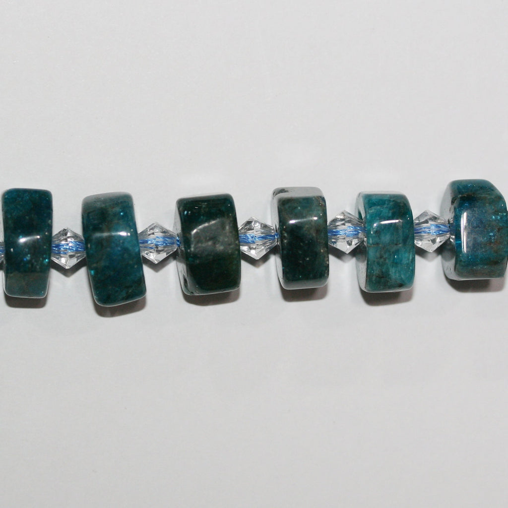 Perles rondelles à facettes en apatite bleue de Saint-Pierre de 15 pouces, 14 x 6 mm environ - Longueur du fil : 39 cm.