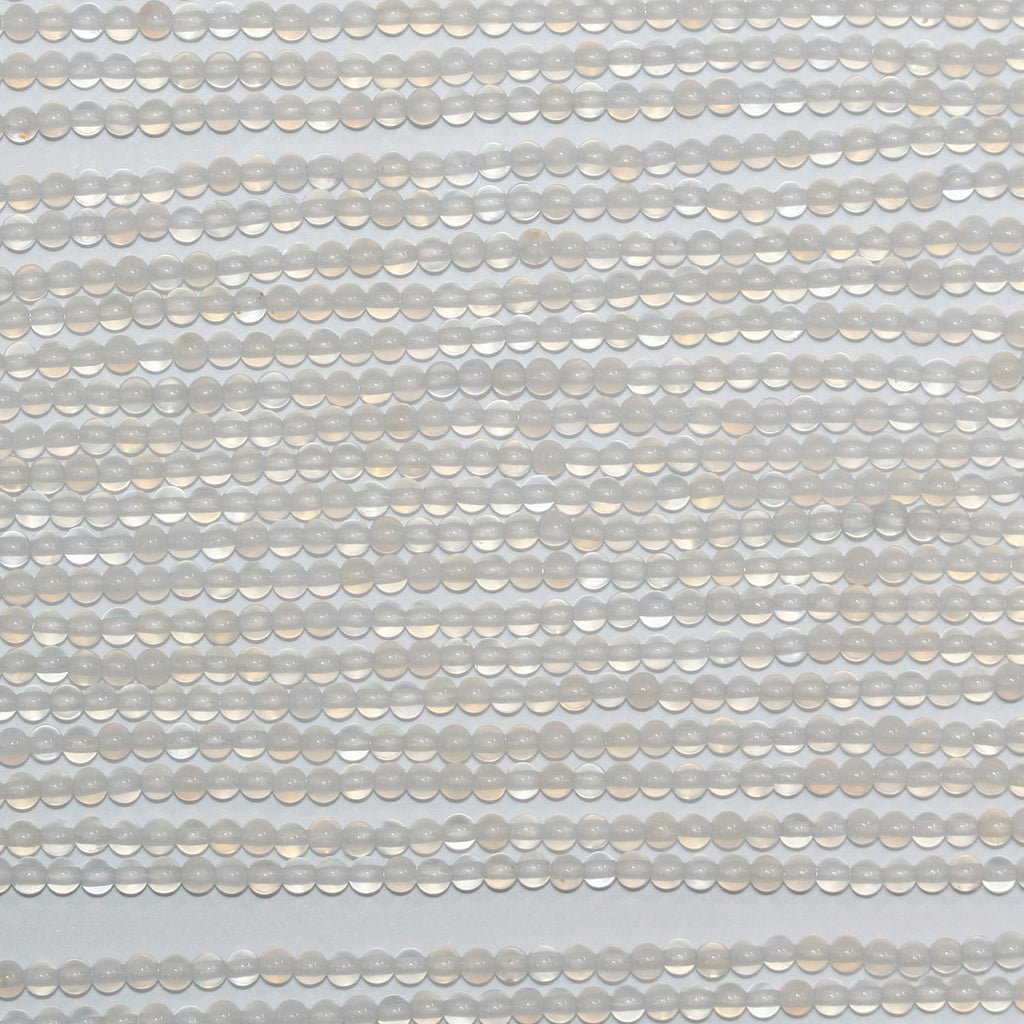 15 perles rondes lisses en agate blanche, 2 mm - Fil de 39 cm