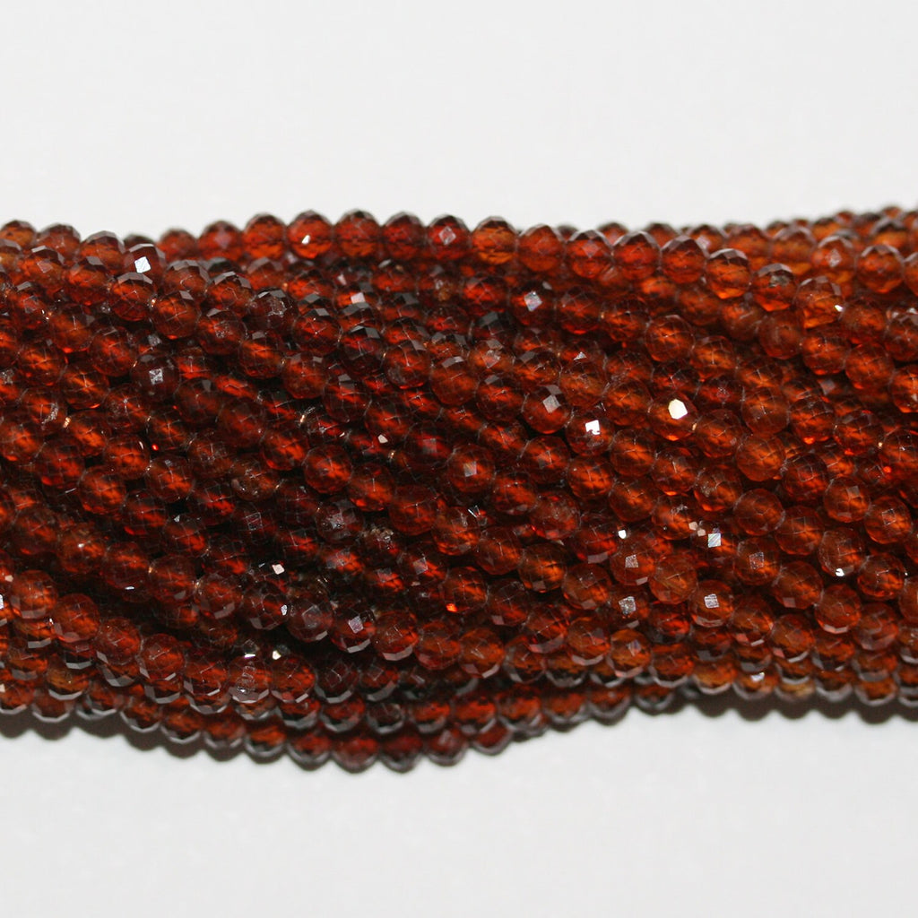 13" St Hessonite Garnet Faceted Round Beads 3.5mm.-Strand 39cm