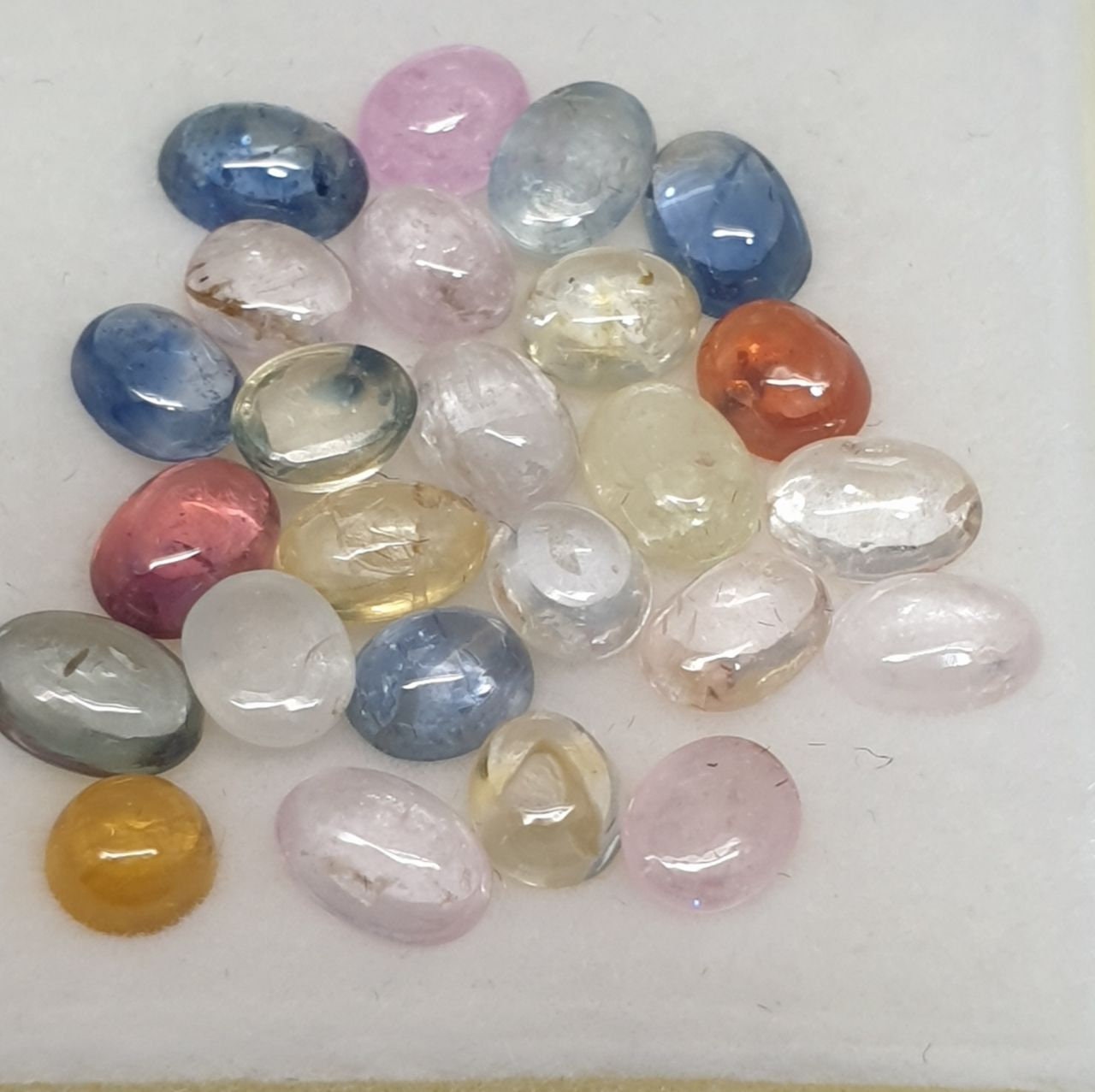 Multi Sapphire Oval Cabochon Lot Blue Orange Pink Yellow  Purple  15ct 6x4-5x4mm In average Natural Gemstone Patel Colors