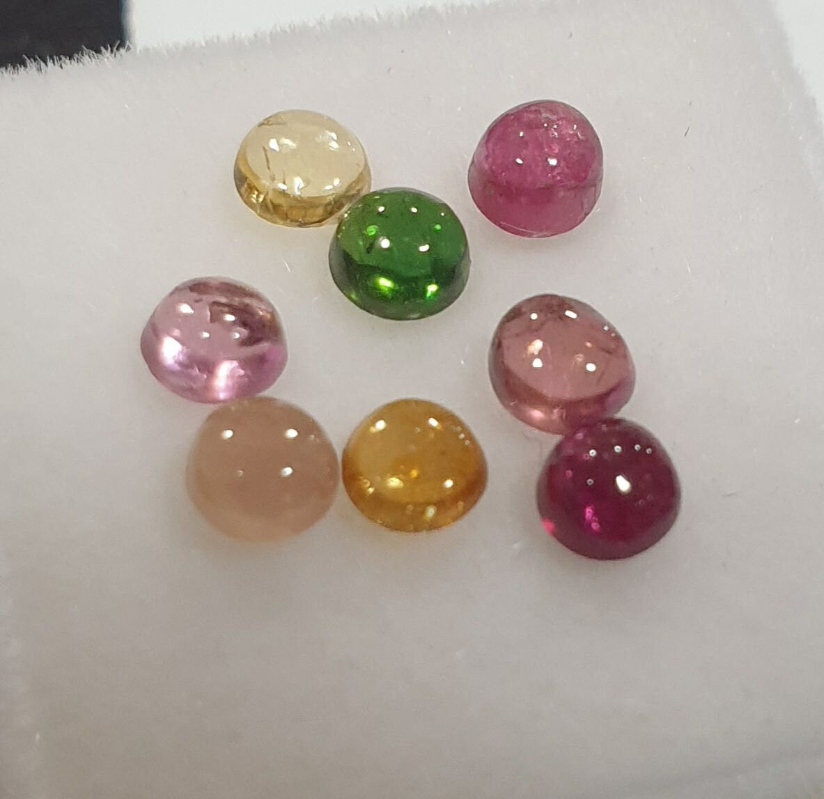 Tourmaline Lot Round Cabochons 3.5mm.-(8pcs)  -Gemstone Parcels-Loose Stones Wholesale Price
