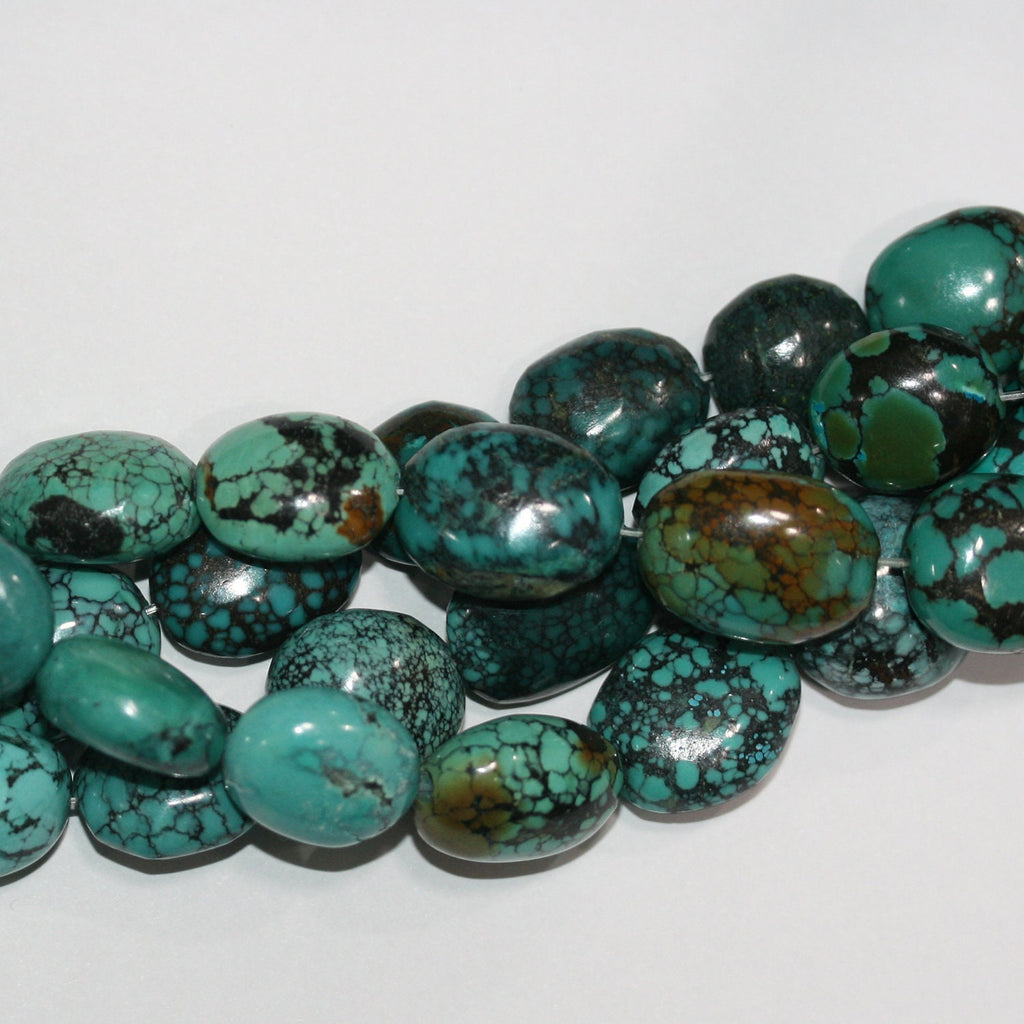 16" Cuentas Ovaladas Lisas Turquesa 16x14mm aprox.- Hilo 40cm.