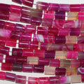 Perles cylindriques lisses en agate St Fuchsia Stripe, 11 x 8 mm, 15 pouces (38 cm) - Longueur : 39 cm
