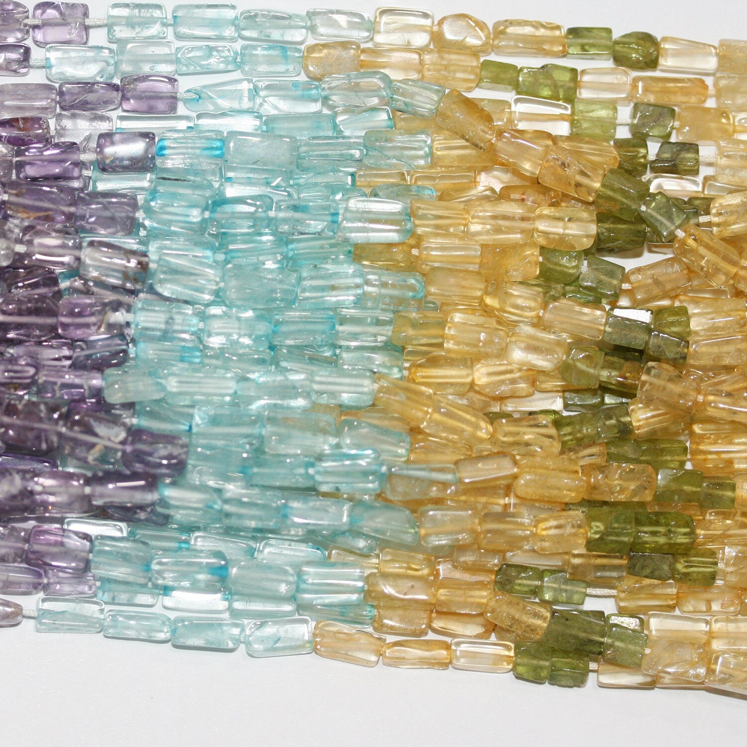 14" St Multi Stone Smooth Rectangular Beads 8x4mm. Approx -Strand 38cm
