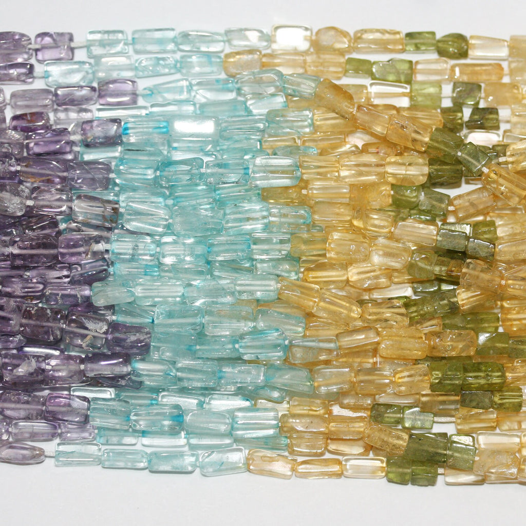 14" St Multi Stone Smooth Rectangular Beads 8x4mm. Approx -Strand 38cm