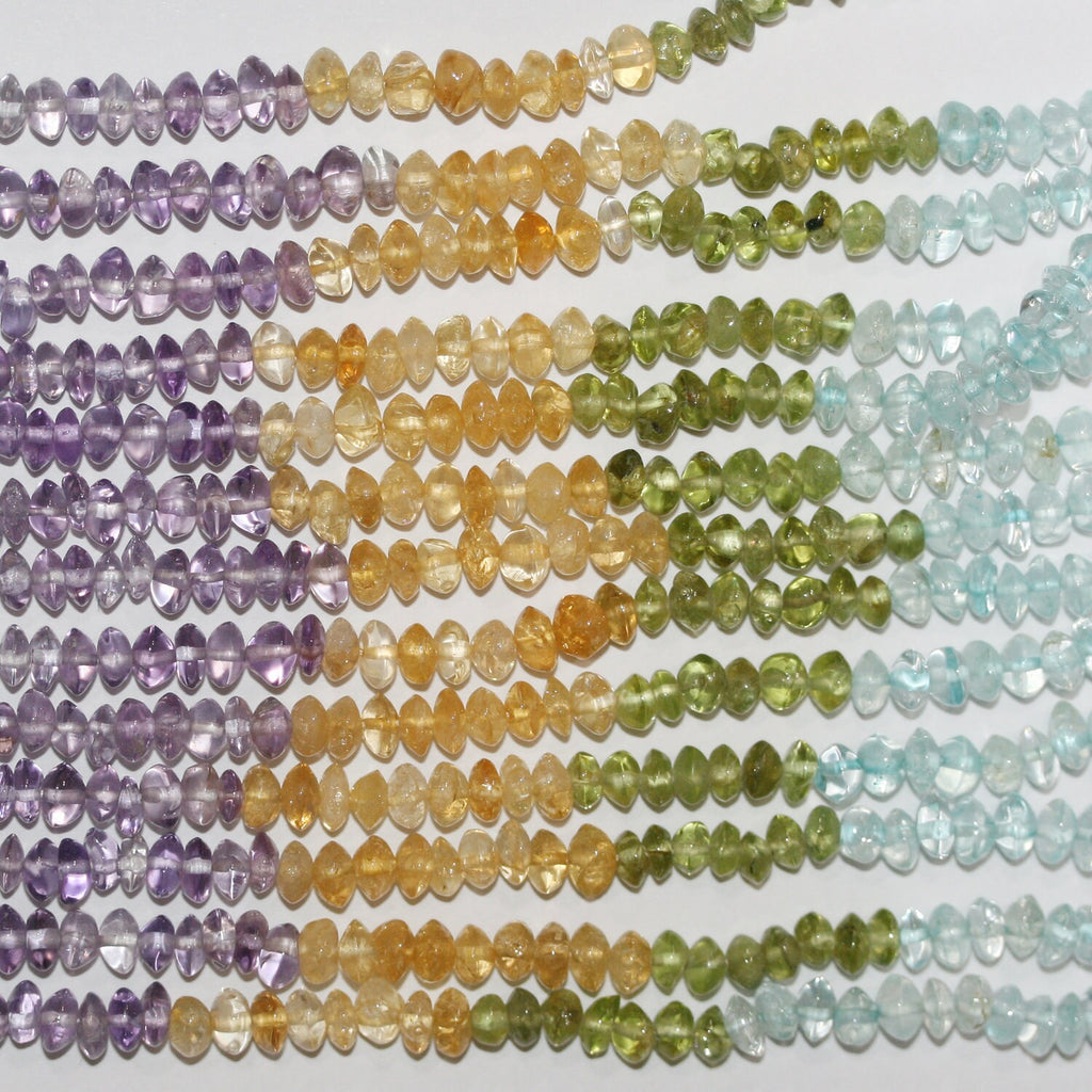 14" St Multi Stone Smooth Rondelle Beads 5x3mm.Approx.-Strand 38cm
