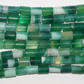 Perles cylindriques lisses en agate à rayures vertes St 15" 11x8mm.-Rig 39cm.
