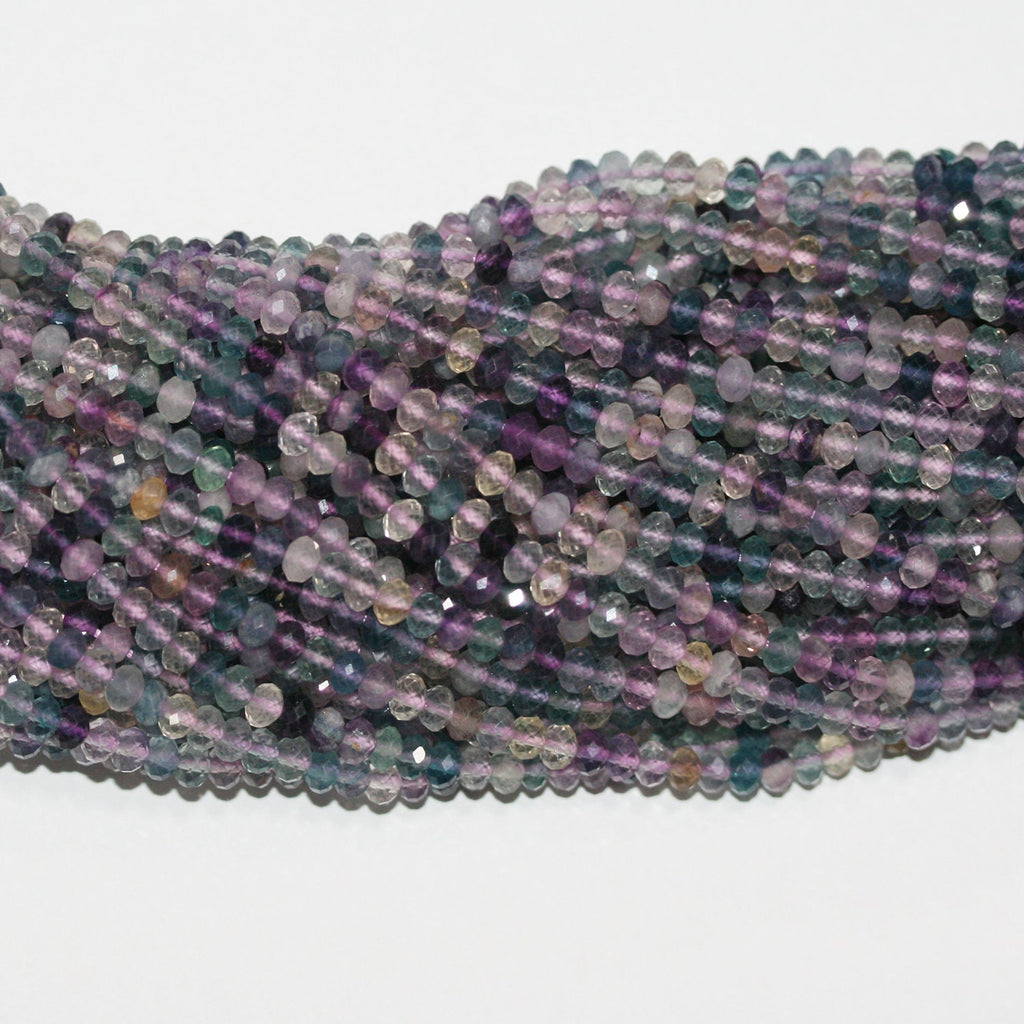 Perles rondelles à facettes en fluorite St de 15 pouces, 4 x 3 mm. - Fil de 39 cm.