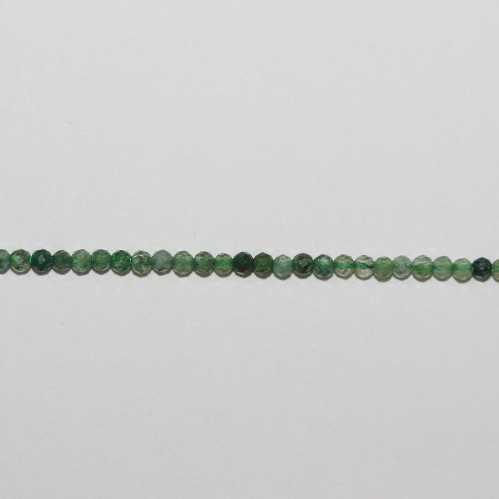 Perles rondes à facettes en agate mousse St de 15 pouces, 2 mm, brin de 39 cm.