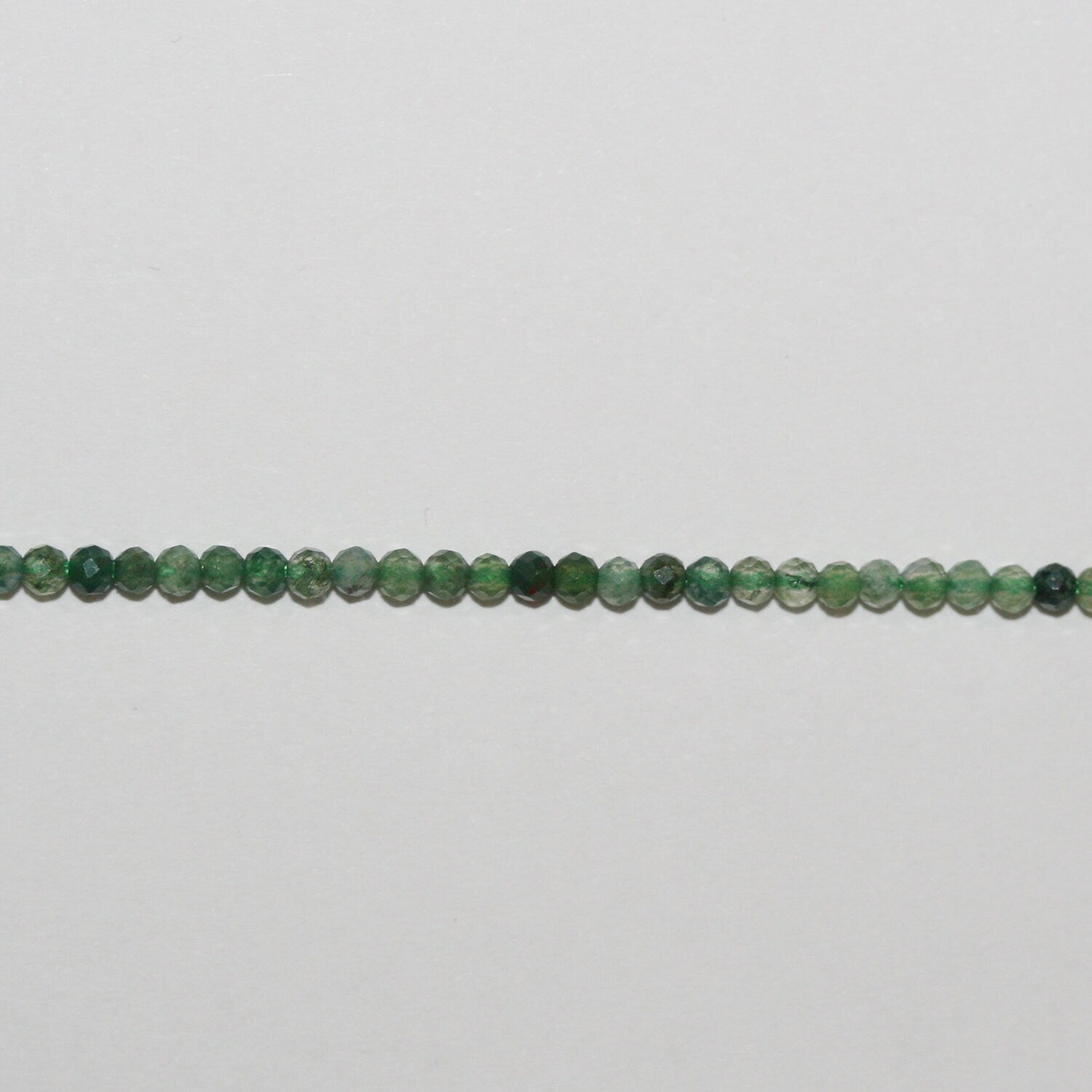 Perles rondes à facettes en agate mousse St de 15 pouces, 2 mm, brin de 39 cm.