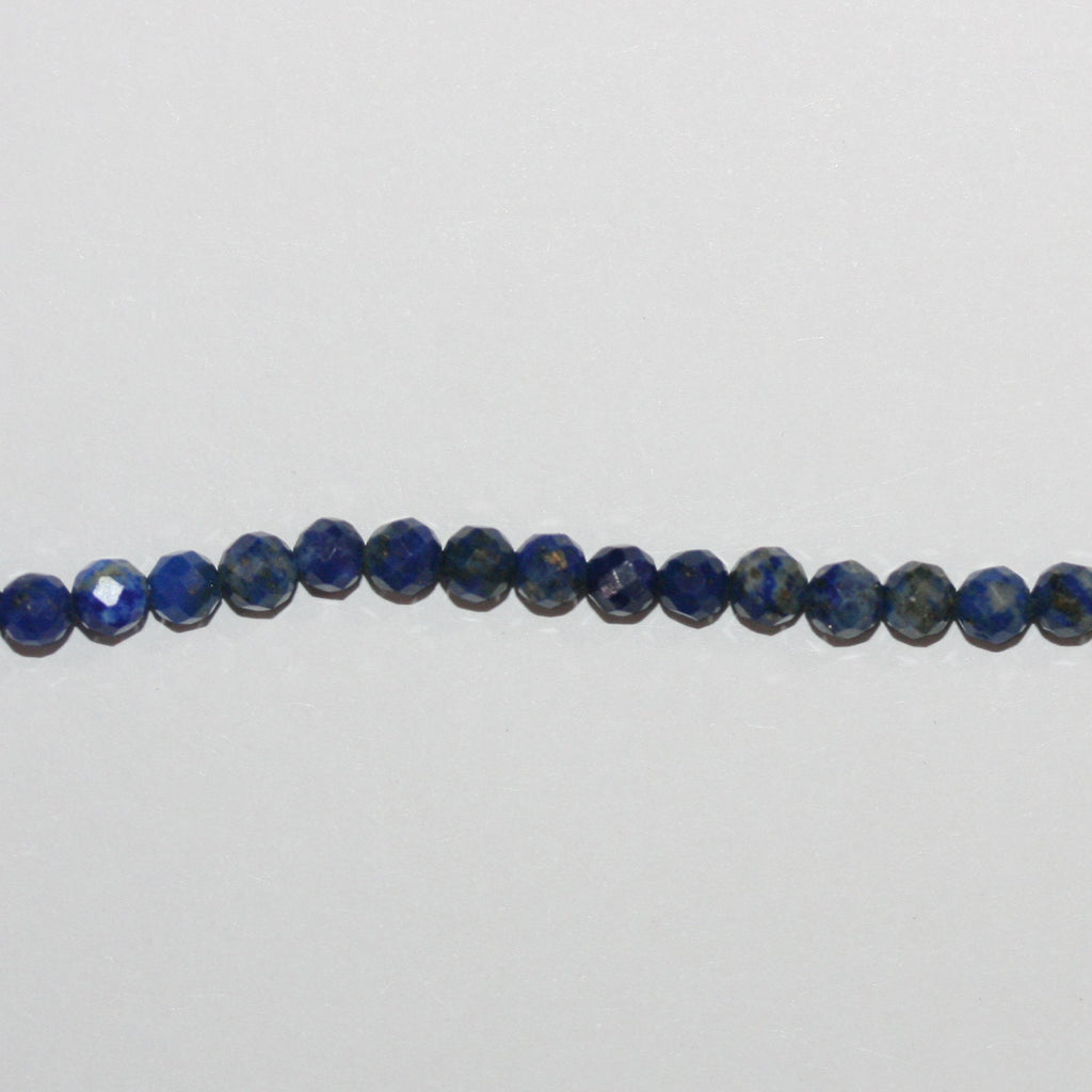 15" Perles rondes à facettes en lapis-lazuli de 3 mm - Fil de 39 cm.