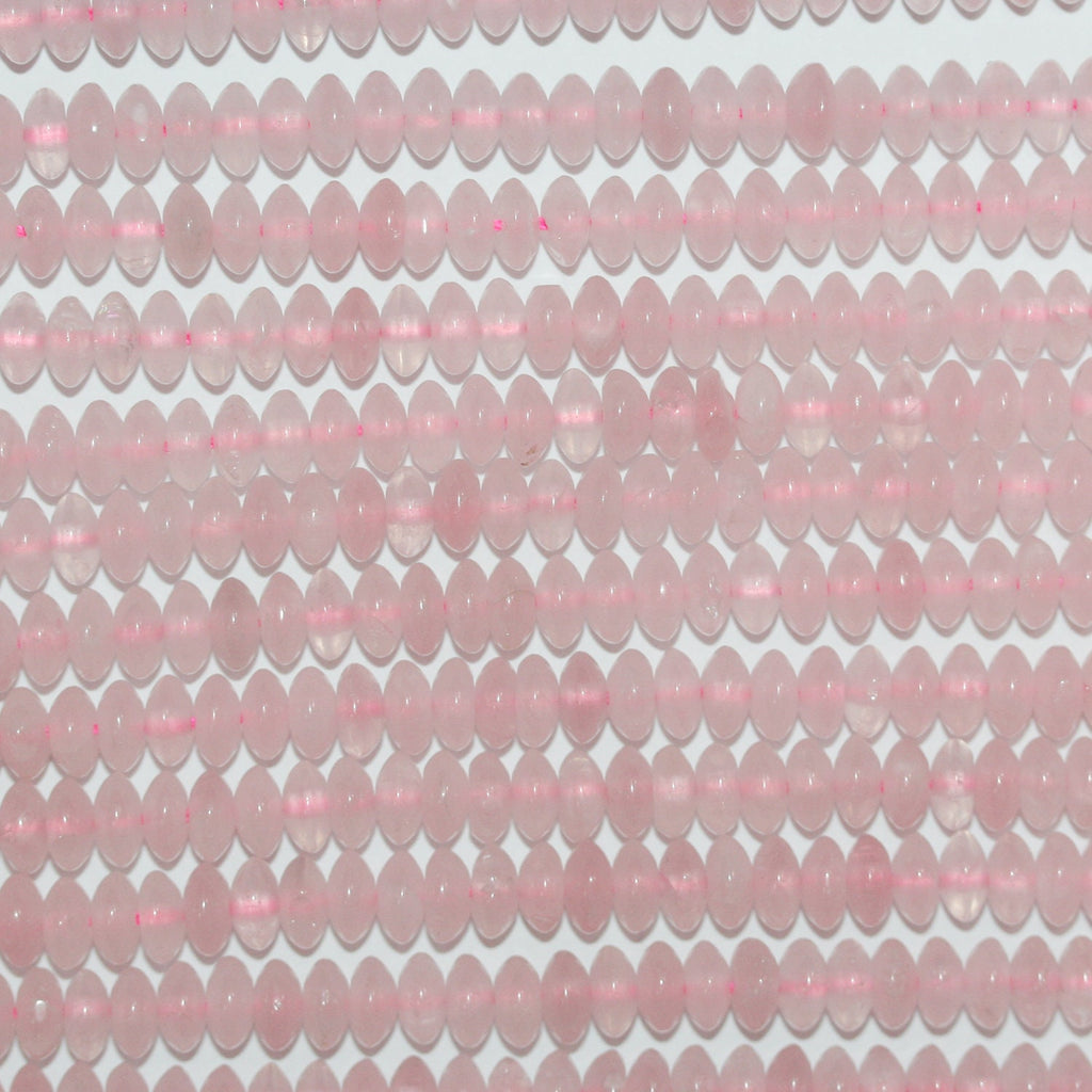 Perles rondelles lisses en quartz rose St 15" 6x3mm.- Brin 39cm.