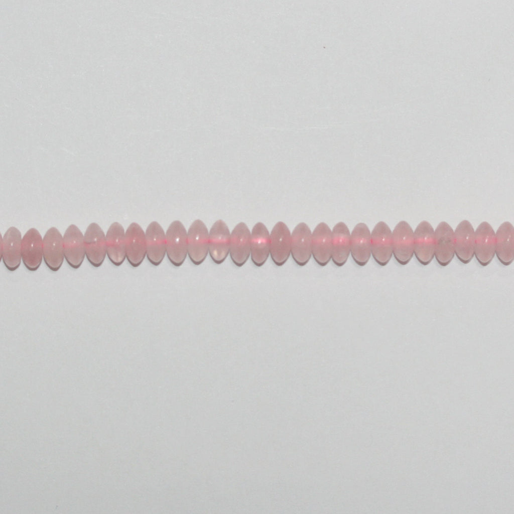 Perles rondelles lisses en quartz rose St 15" 6x3mm.- Brin 39cm.
