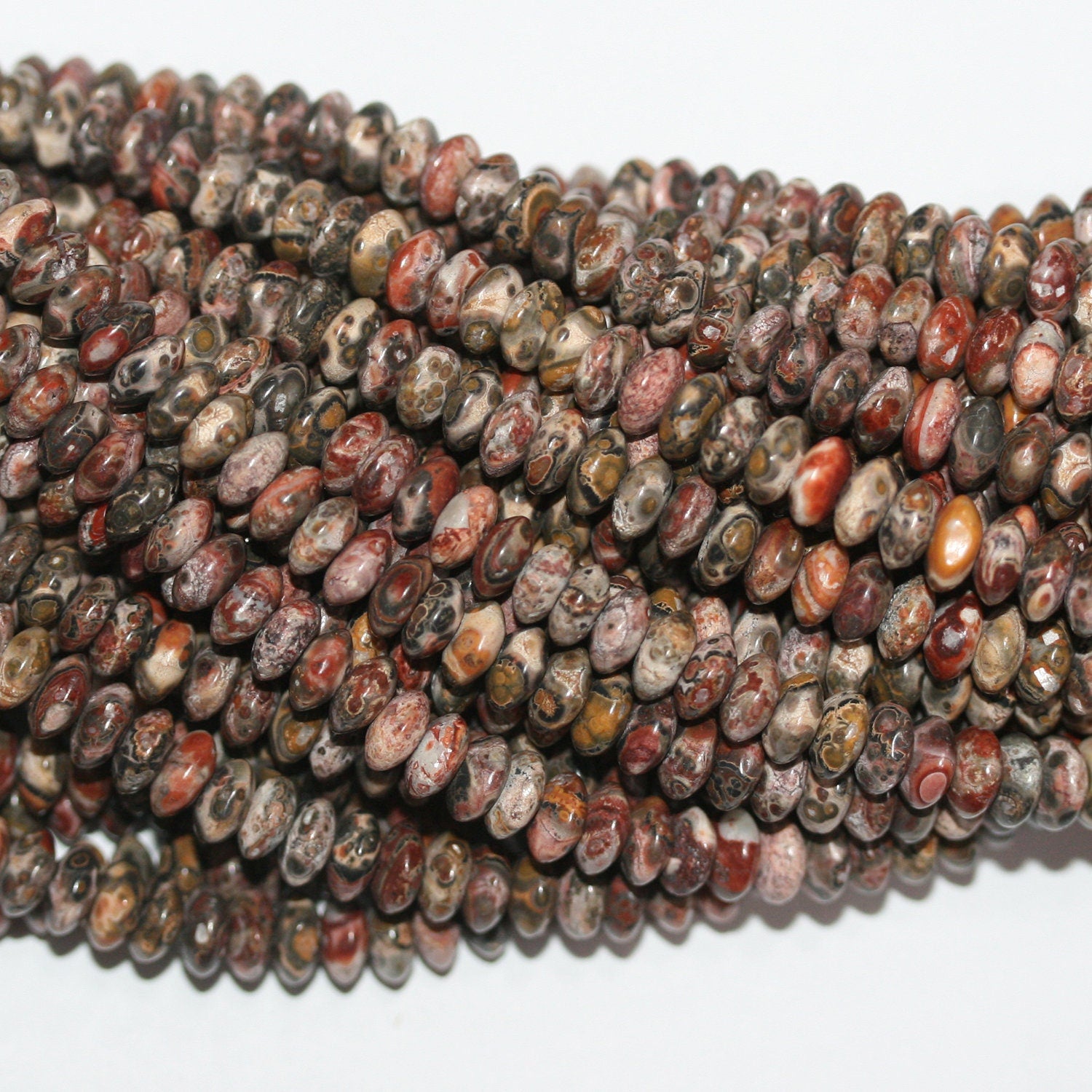 Perles rondelles lisses en jaspe brun St 15" 6x3mm.-Rig 39cm.