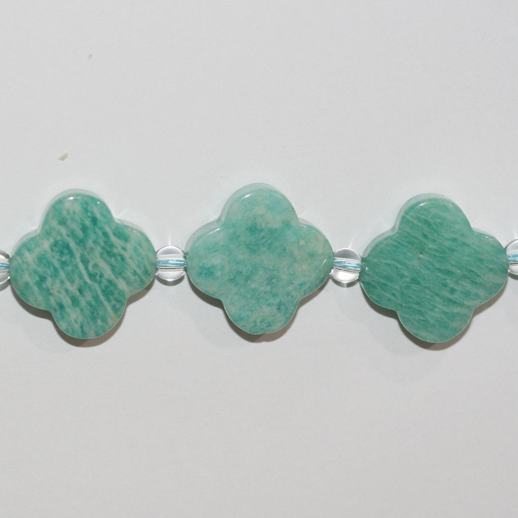 14" St Amazonite Smooth Flower Beads 18mm.-Strand 38cm.