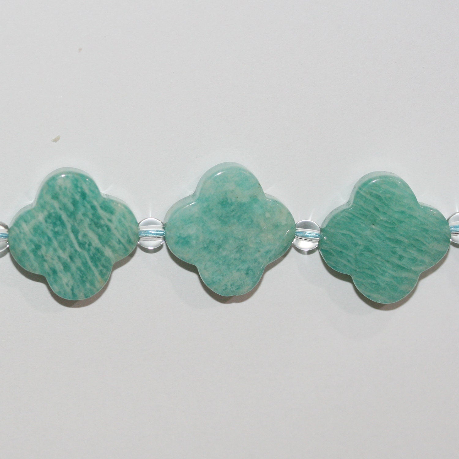 14" St Amazonite Smooth Flower Beads 18mm.-Strand 38cm.