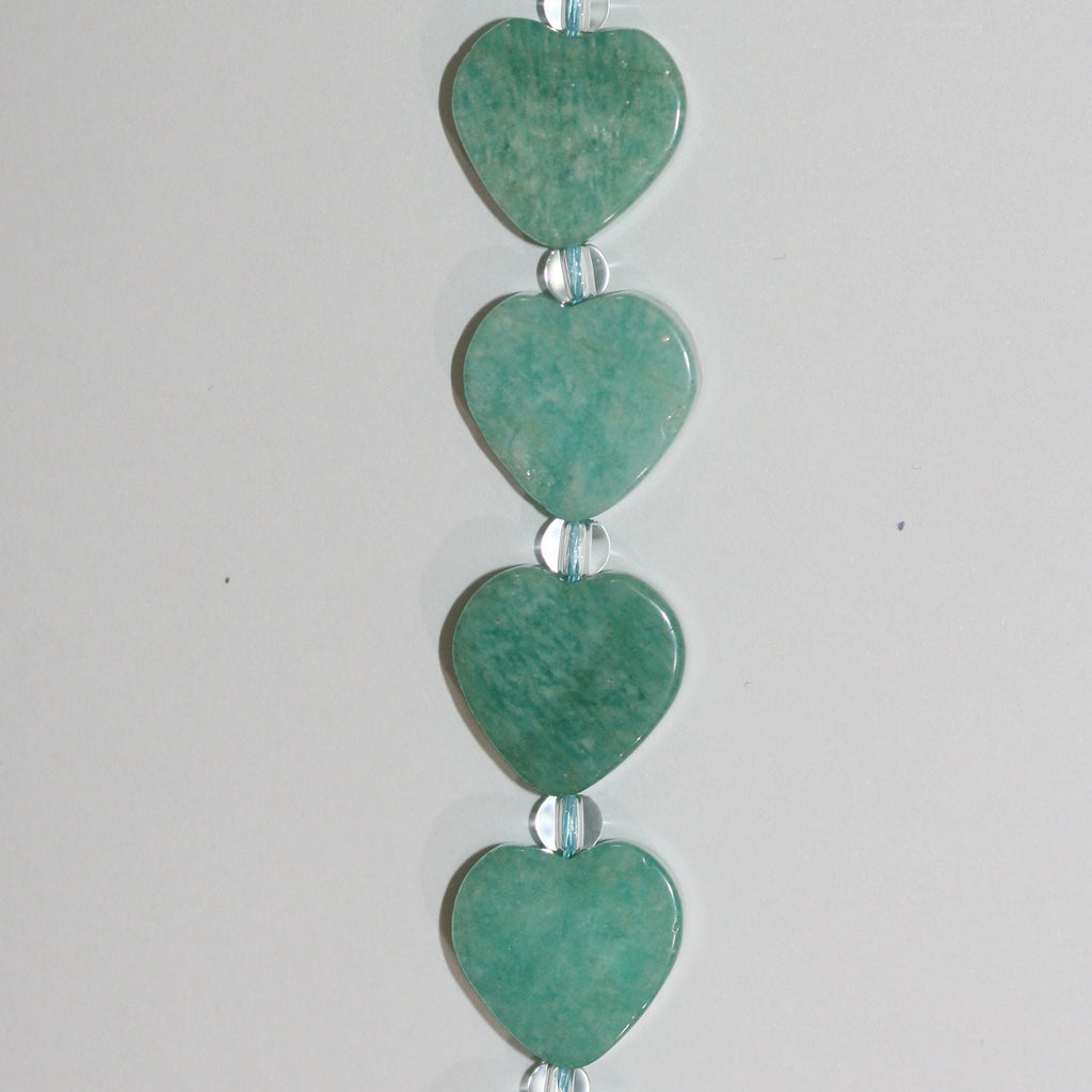 14" St Amazonite Smooth Heart Beads 16mm.-Strand 38cm.