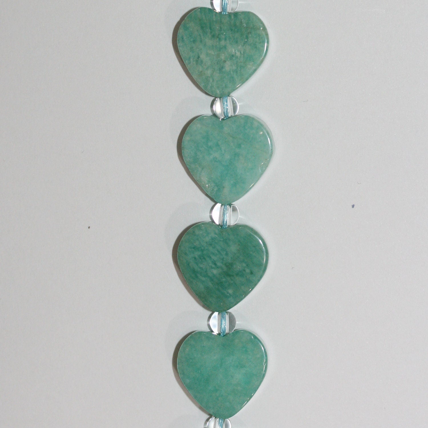 14" St Amazonite Smooth Heart Beads 16mm.-Strand 38cm.