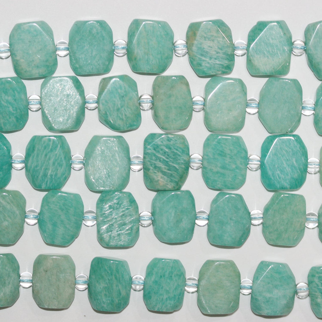 Perles ovales à facettes en amazonite St de 15 pouces, 13 x 17 mm environ - Longueur du fil : 39 cm.