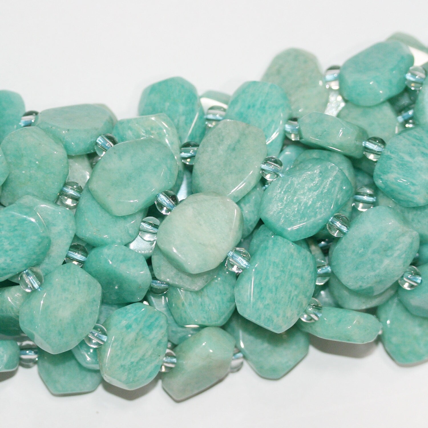 Perles ovales à facettes en amazonite St de 15 pouces, 13 x 17 mm environ - Longueur du fil : 39 cm.