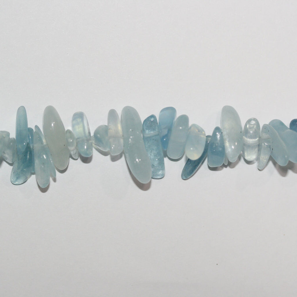 15" St Aquamarine Smooth Chips Irregular Beads 17x6mm.-Approx.-Strand 39cm. - Hard Gems