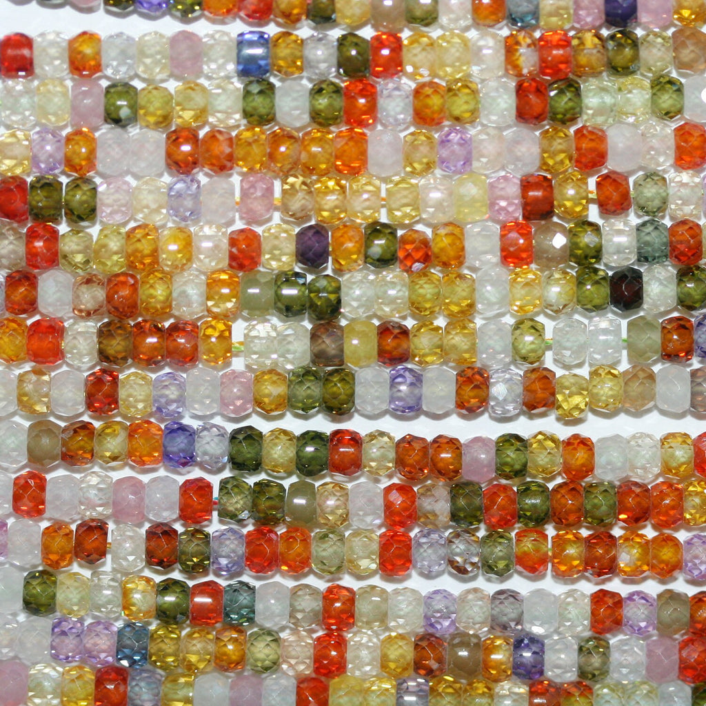 13" St Multicolor Cubic Zirconia Faceted Rondelled Beads 3x2mm.-Strand 37cm.