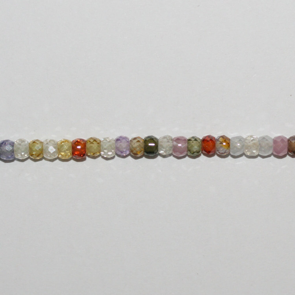 13" St Multicolor Cubic Zirconia Faceted Rondelled Beads 3x2mm.-Strand 37cm.