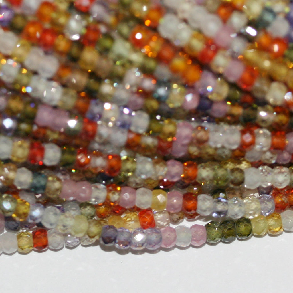 13" St Multicolor Cubic Zirconia Faceted Rondelled Beads 3x2mm.-Strand 37cm.