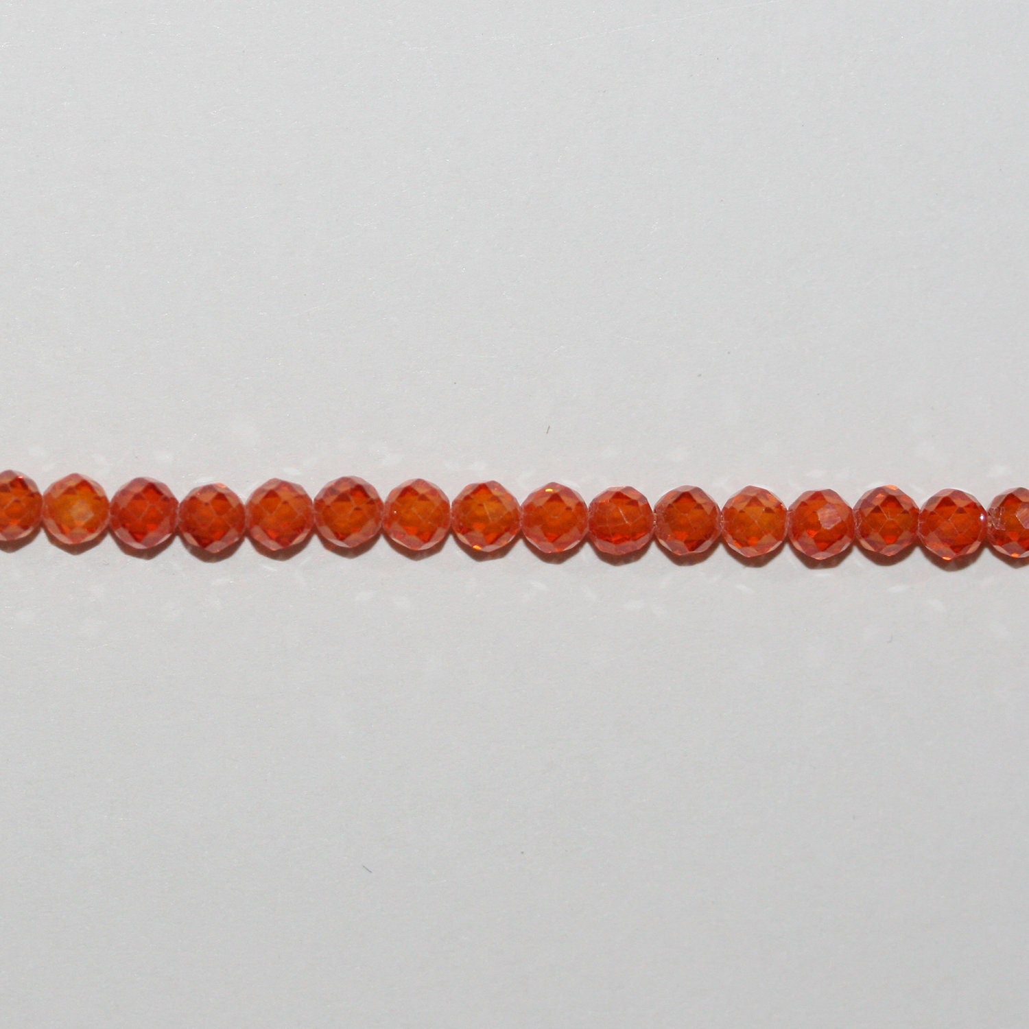 15" St Orange Cubic Zirconia Faceted Round Beads 3mm.Strand 37cm. - Hard Gems
