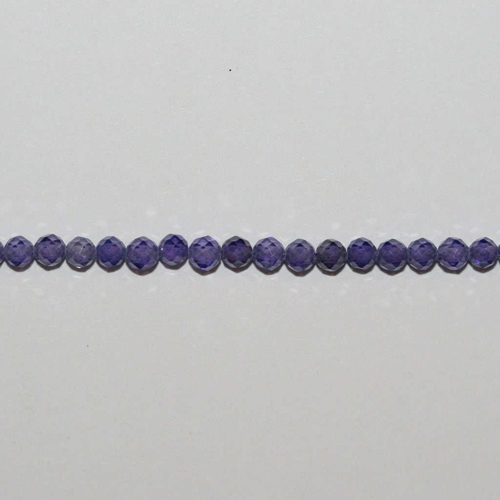 13" St Purple Cubic Zirconia Faceted Round Beads 3mm.Strand 37cm