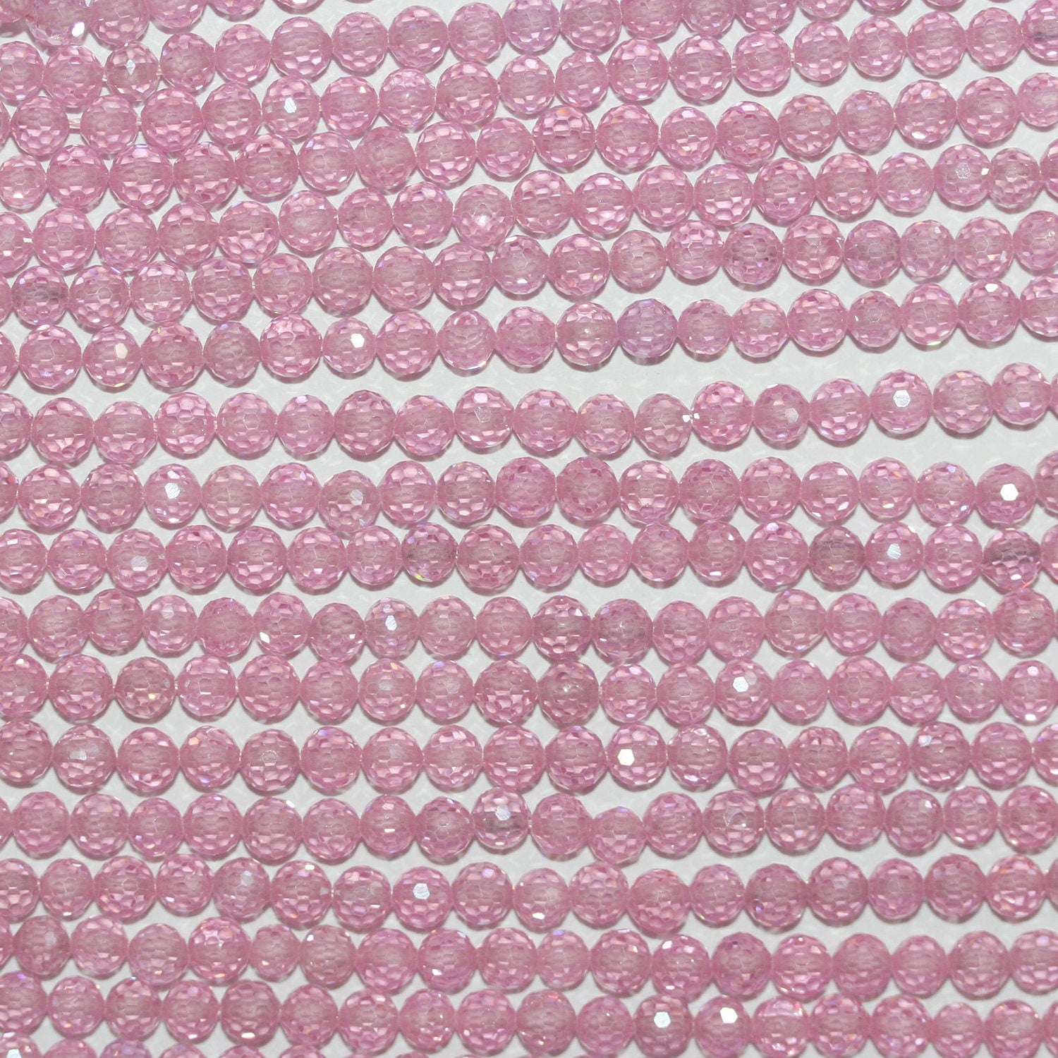 13" StPink Cubic Zirconia Faceted Round Beads 4mm.Strand 37cm.