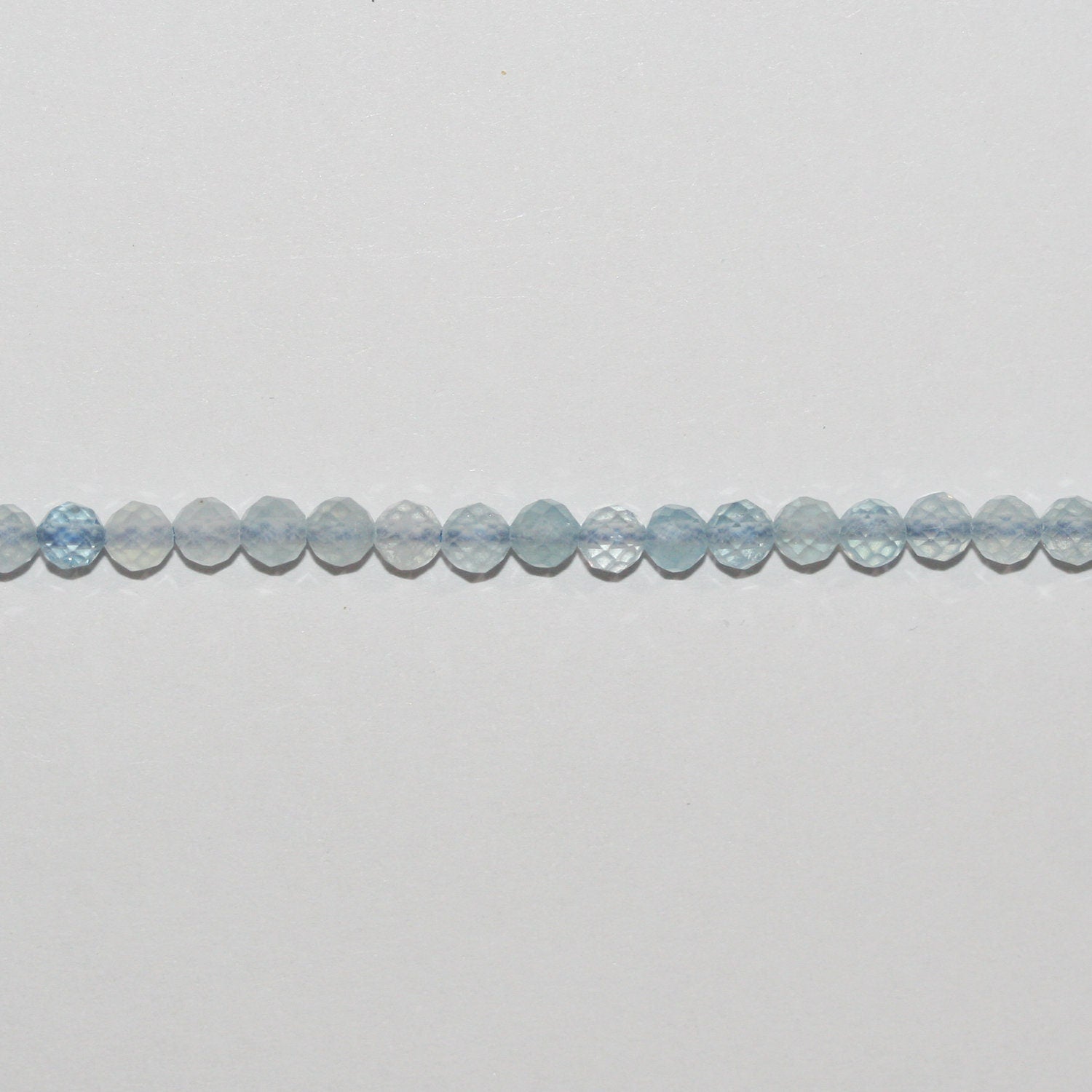 15" St Aquamarine Faceted Round Beads 3.5mm.-Strand 39cm. - Hard Gems