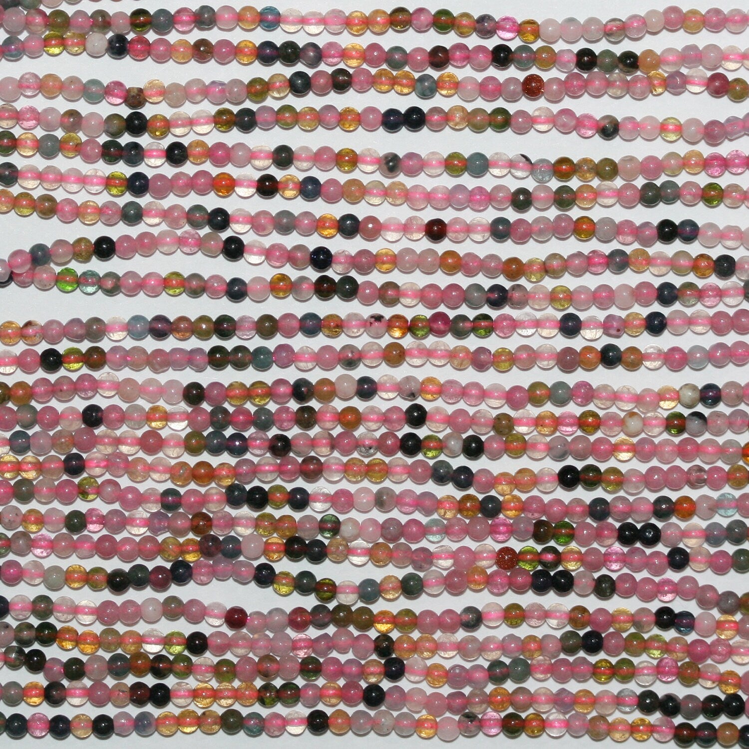 15" St Tourmaline Smooth Round Beads 2mm.-Strand 39cm. - Hard Gems