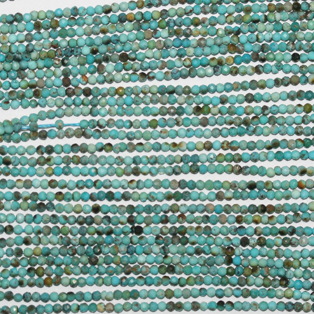 15" St Turquoise  Faceted Rondelle Beads 2x1.5mm.-Strand 39cm. - Hard Gems