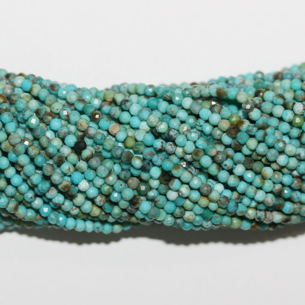 15" St Turquoise  Faceted Rondelle Beads 2x1.5mm.-Strand 39cm. - Hard Gems