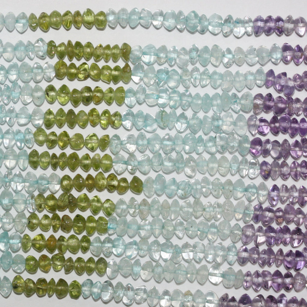 14" St Multi Stone Smooth Rondelle Beads 5x3mm.Approx.-Strand 38cm