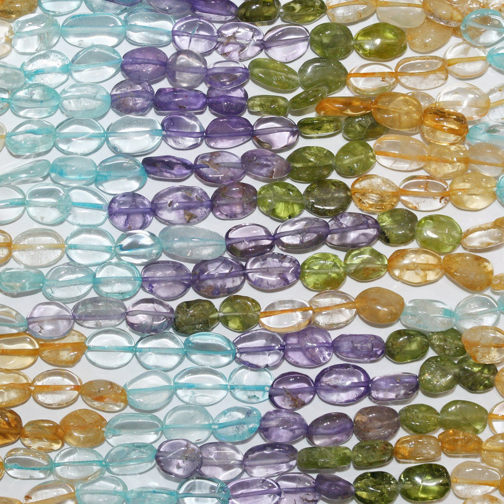 14" St Multi Stone Smooth Oval Beads 10x7mm.Approx.-Strand 38cm.